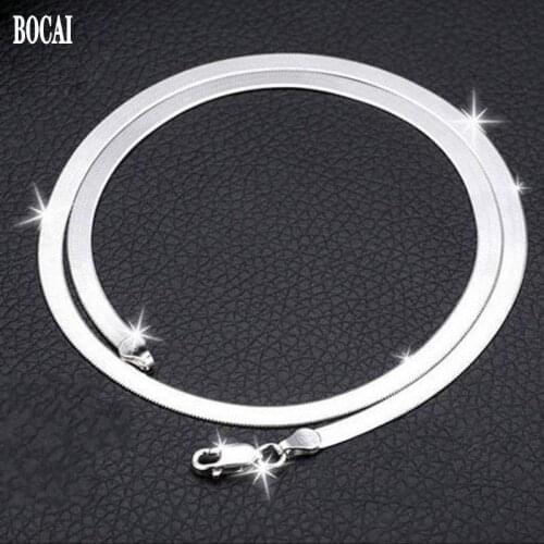 New real s925 pure silver men clavicle necklace flat snake bone chain couple necklace for woman simple personality silver chain
