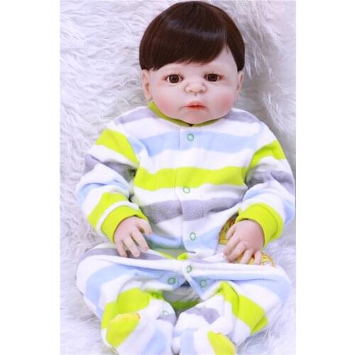 Adorable dollmai 57CM Reborn Doll Handmade Full Silicone Bebe Reborn Boy Doll Boneca In Cute Clothes male body fake baby dolls