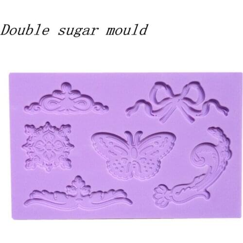 Wholesale Embossing mold N002 Floral bow butterfly silicone mold Fondant cake mold Decoration craft mold DIY tools