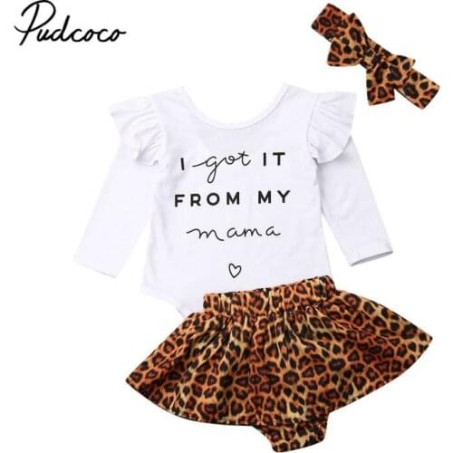Infant Baby Girls MAMA Bodysuit + Leopard Print Shorts+Headbands Outfits set of newborn baby clothes Outfits Clothes 0-24 months