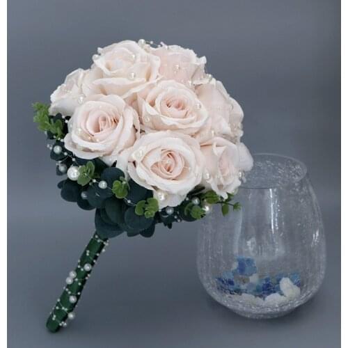 Popodion Rose Bridal Bouquet Wedding Decoration Flower Bridal Bouquet Pearl Wedding Bouquet Wedding Collection Set ROM80259