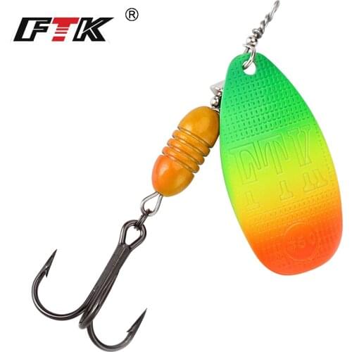 FTK Spinner Bait 10.2g 16.9g 18.8g Hard Spoon Bass Lures High Quality Metal Fishing Lure With Treble Hooks For Pike Fishing