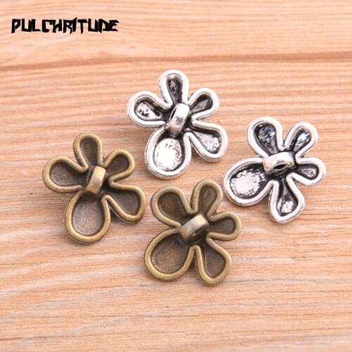 PULCHRITUDE 6pcs 21*22mm 2020 New Product Two Color Flower Charms Plant Pendant Jewelry Metal Alloy Jewelry Marking