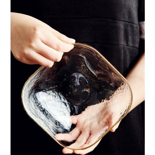 Phnom Penh glass bowls crystal bowls cold dishes golden glass salad bowls household cold lovely transparent