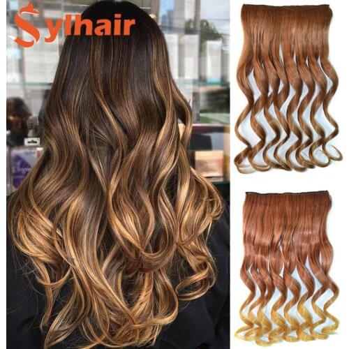 Sylhair Waist 60cm Long Wavy Curly 5 Clip in Hair Extensions Natural Thick Straight Synthetic Hair Pieces Extention