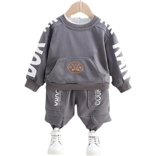 Spring Autumn Toddler Fashion O-Neck Costume Children Casual T-shirt Pants Boys Baby Girl Letter Clothes Kids Cartoon Tracksuits