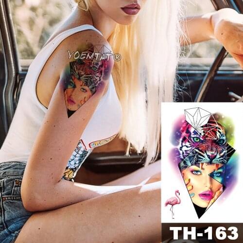 Waterproof Temporary Tattoo Sticker Circus tiger girl pattern Water Transfer watercolor dream body art flash fake tatoo