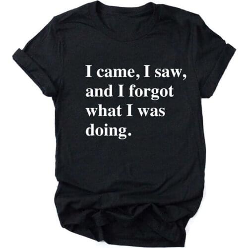 I Came I Saw And I Forgot What I Was Doing T shirt Women Letter Print Cute Graphic Tees Casual Harajuku Summer T shirts Female T