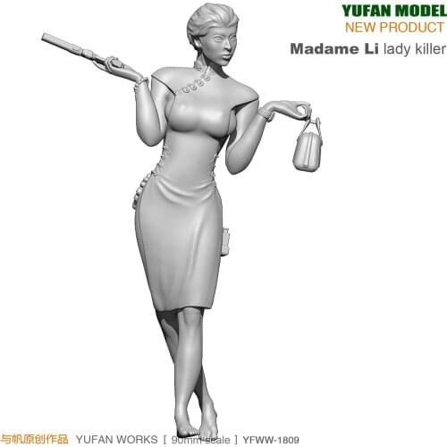 Yufan Model 90mm 1/24 Model Kit Resin Figure Original Beauty Soldier "lady Killer" Ratio YFWW-1809