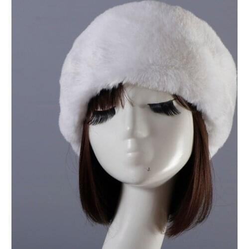 Faux Fur Empty Top Hat Women White Thin Warm Hat Ring Headgear Fashion Imitation Rabbit Fur Short Plush Female Visor Cap W059