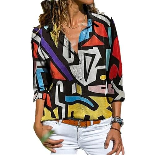 2021 New Spring Summer Women Tops and Blouses Vintage Plaid Floral Print Casual Office Shirt BLusas Mujer