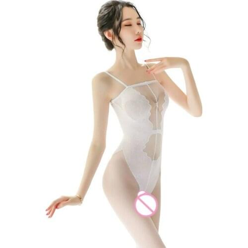 Womens Soft Transparent Bodycon Lingerie Sexy Female Bodysuit Crotchless Jumpsuit Erotic Leotard Nylon Bodystocking Pantyhose