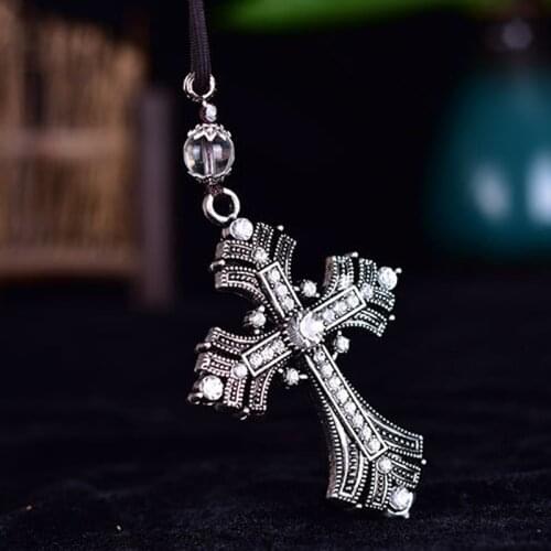 1 pcs Metal Cross Jesus Christian Car Rear View Mirror Car Pendant Hanging Car Styling Accessories Auto Decoration