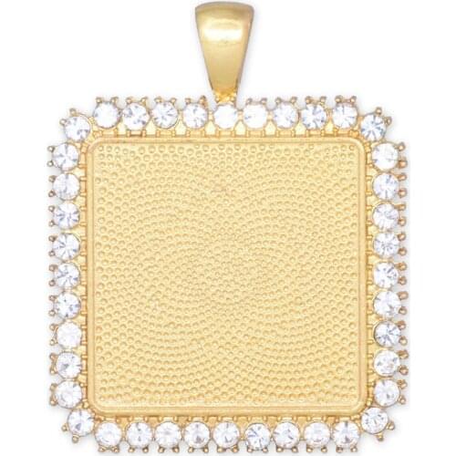 10pcs 25mm Rhinestones Claw Pendant Tray,gold plated pendant bezel,Clawed Rhinestones,1 inch Square Pendant Trays-10088304