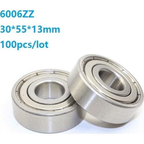 100pcs/lot 30x55x13mm 6006ZZ 6006Z 6006 Z ZZ Bearing 30*55*13mm Double metal cover Deep Groove Ball bearing