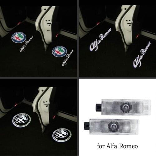 2pcs LED Car Door Welcome Light Laser Projector Logo Ghost shadow For Alfa Romeo 159 Giulietta Giulia Mito Stelvio Brera Spider