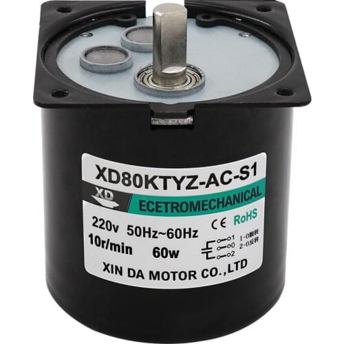 220V AC synchronous motor 60W miniature low-speed forward and reverse motor gear reducer large torque small motor