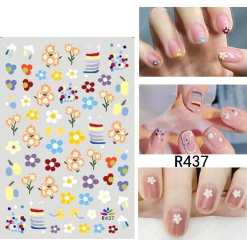 3D Stickers for Nails Color Flowers Chrysanthemum Slider Design Nails Art Manicure Stickers Summer Fashion Nails Accessories