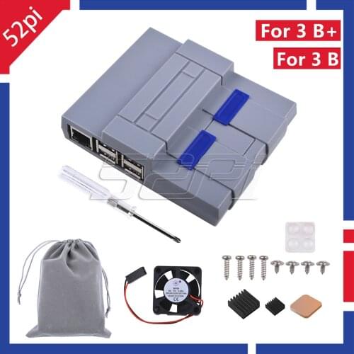 52Pi NES Style Case Enclosure SNES Case Kit with Cooling Fan Heatsinks for Raspberry Pi 3 Model B Plus / 3 B / 2 B / SNESPi