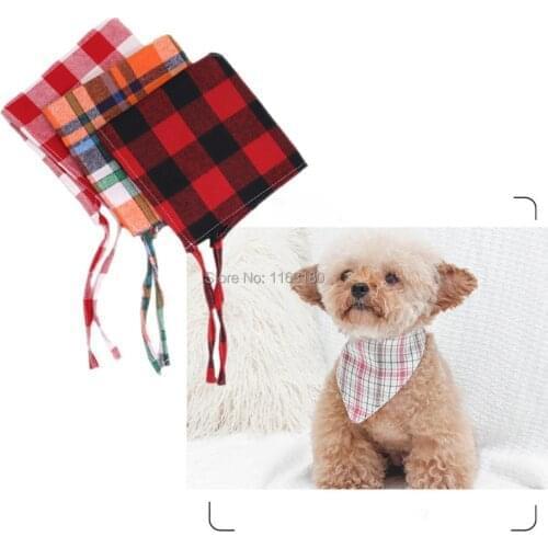 72 pcs/lot Dog Cat Bandana Adjustable Puppy Dogs Collar Bibs Plaid Scarf Neckerchief Pet Accessories
