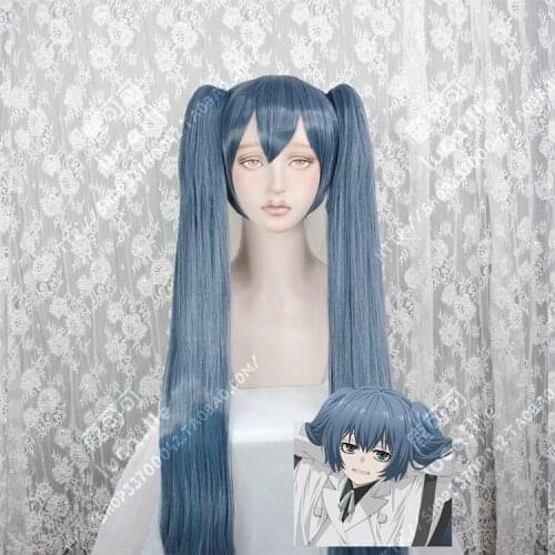 Anime Tokyo Ghoul Saiko Yonebayashi Cosplay Wigs 100cm Long Dusty Blue Heat Resistant Synthetic Hair Wig + Wig Cap