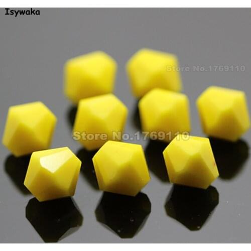 Isywaka 38pcs Solid Yellow Color 8mm Bicone Austria Crystal Beads charm Glass Beads Loose Spacer Bead for DIY Jewelry Making