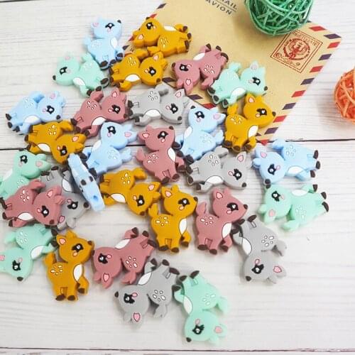 Chenkai 50PCS Silicone DeerTeether Beads Animal Teething Beads BPA Free For Baby Nursing Teething Accessories