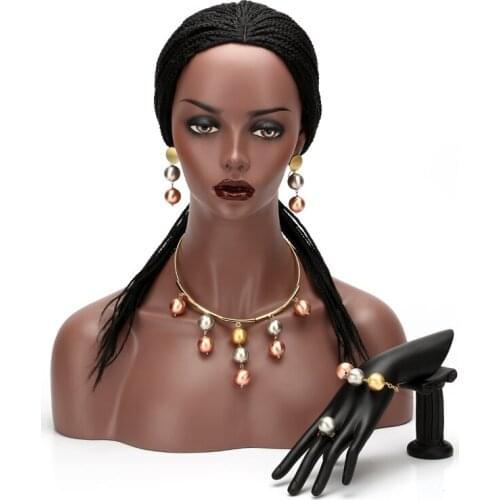 Ethiopian Jewelry Sets Gold White Rose Color ball Women Gift Fashion African Beaded Set Eritrea/Nigerian/Arab/Habesha Jewelry