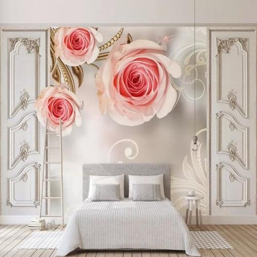 Custom Photo Wallpaper 3D Rose Flowers Murals Living Room Bedroom Self-Adhesive Waterproof Canvas Easy Installation Wall Papers