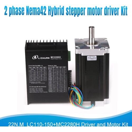 2ph Nema42 hybrid step stepper motor DSP Stepping driver Microstep Kit 22N.M 6A LC110-150+MC2280H 150mm motor for cnc