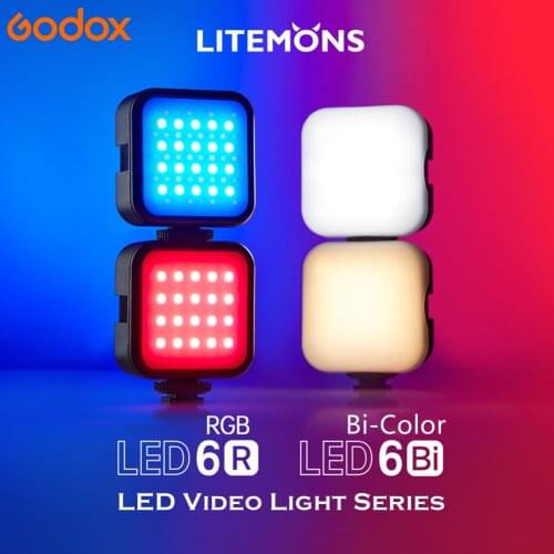 Godox LED-6R RGB Mini LED Video Camera Pocket Light 13 FX Effects Bi-color LED-6Bi Fill-in Lamp For Selfie Creative Vlog TikTok