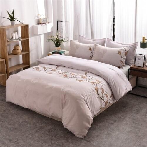 Aggcual Simple style luxury hotel bedding set printed home textile duvet cover set double bed 100% Polyester Solid color be45