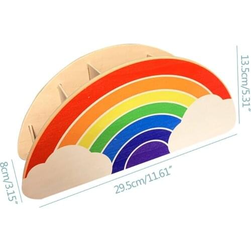 Creative Rainbow Wooden Pen Holder DIY Pencil Container Storage Box Phone Organizer Desk Supply