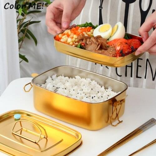 1500ML Bento Lunch Box For Kids Adults 304 Stainless Steel Anti-leak Metal Lunch Box Containers Salad Fruit Food Container Box