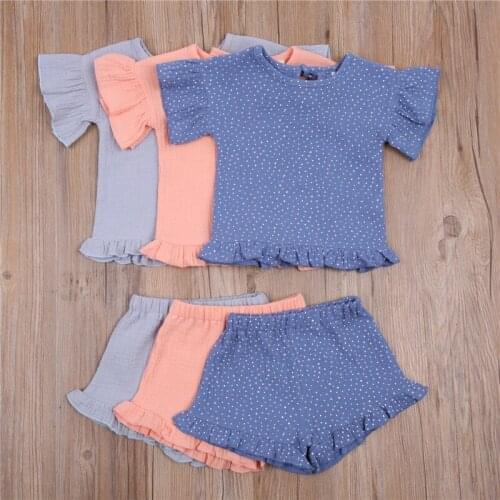 Summer Girl Short Sleeves Shorts Ruffled Girl clothing costume Clothes kids Summer Outfits