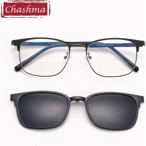 Chashma Prescription Glasses Frame Magnetic Clip Magnet Eyewear Polarized Lenses Sunglasses for Men Dark Lens