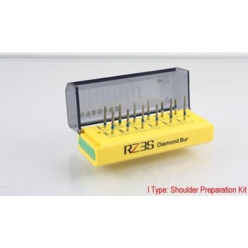 Dental teeth Clinic Shoulder Preparation Kit 12 pcs dental diamond bur Autoclavable Bur Holder FG 1.6MM