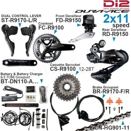 SHIMANO DURA-ACE R9150 2x11speed Groupset with R9170 DI2 Shifters Brake Front Rear Derailleur Crankset and E-TUBE PROJECT