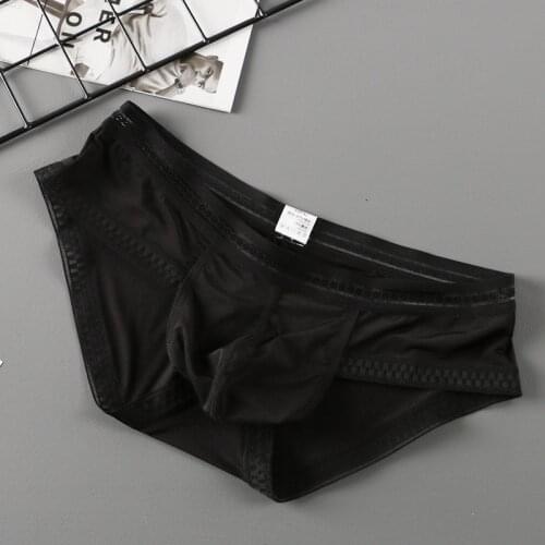 2021 New Mens Elastic Seamless Briefs Shorts Underwear Ultra-Thin Breathable Male Pure Color Ice Silk Low-Waist Soft Underpants
