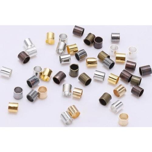 500pcs 1.5 2.0 2.5mm Gold Tube Crimp Beads End Stopper Spacer Beads For Jewelry Making Findings DIY Accessories Supplies