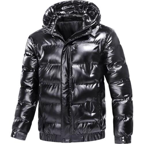 Autumn and winter mens down jacket casual solid color warm jacket hooded warm cotton jacket coat