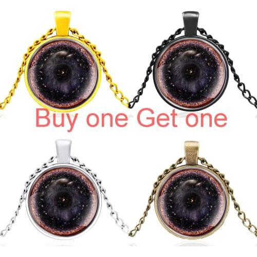 Black Starry Sky Design Glass Dome Pendant Necklace Men Women Charm Jewelry Accessories Best Gifts