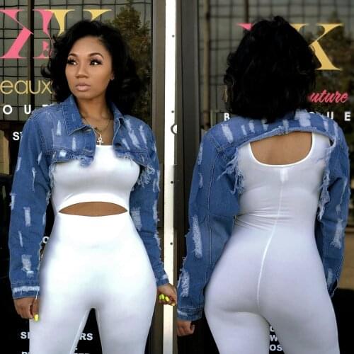 Summer Sexy Fashion Short Denim Top Women Button Jackets Casual Full Sleeve Crop Top Coat Single-breasted Extra Short Denim Coat