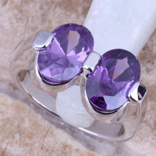 Stunning Purple Cubic Zirconia Silver Plated Womens Ring Size 6 / 7 / 8 / 9 / 9.5 R0930