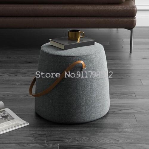 Nordic home entrance small pier living room round stool sitting pier living room fabric sofa foot portable low stool shoe replac
