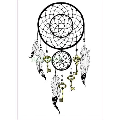 Waterproof Temporary Tattoo Sticker dreamcatcher gold key feather tatto stickers flash tatoo fake tattoos for women girls
