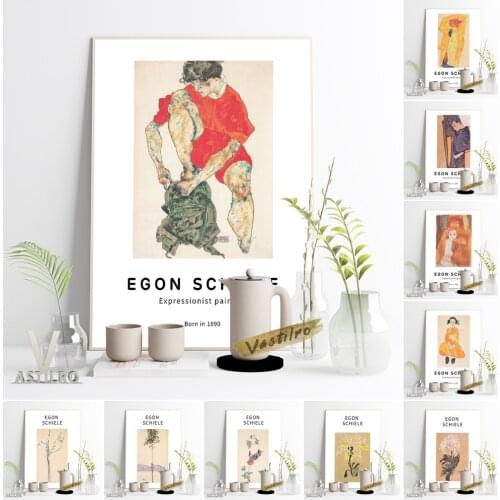 Egon Schiele Modern Art Exhibition Museum Canvas Painting Flowers Plants Prints Art Retro Poster Figure Wall Picture Home Decor