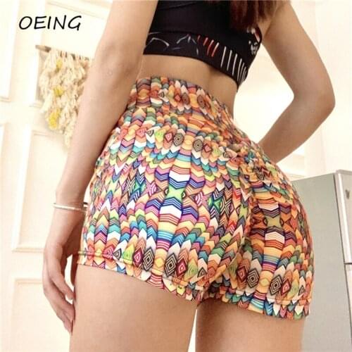 Womens Print Patchwork Yoga Shorts Seamless Sport Wear High Waisted Tights Summer Gym Clothing Running Shorts