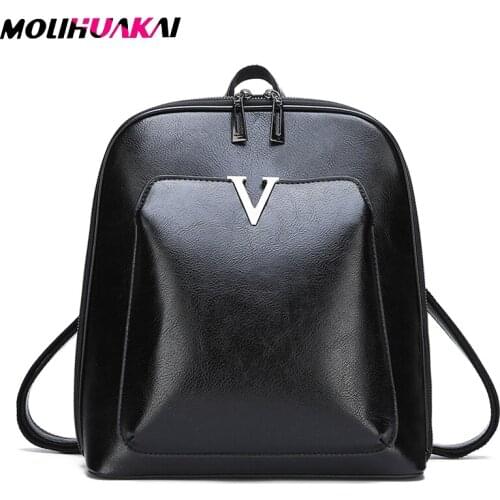 Bagpack Leather Zipper Black Backpack Women Back Pack School Bags for Teenage Girls 2019 Travel Backpack Mochila Feminina Sac