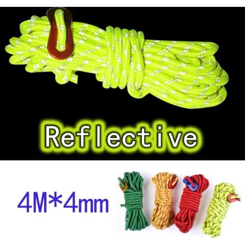 1pc 4m*4mm Outdoor Rock Climbing Rope with Rope Buckle High Strength Survival Paracord Safety Rope Cord String Hiking Accessory